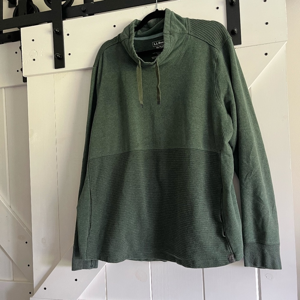 L.L. Bean Cozy Mixed-Knit Pullover - Forest Shade Heather